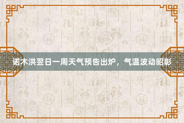 诺木洪翌日一周天气预告出炉，气温波动昭彰