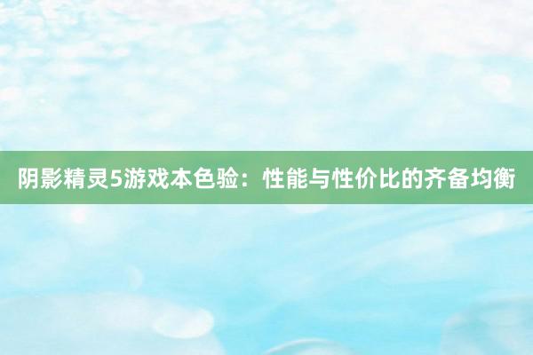 阴影精灵5游戏本色验：性能与性价比的齐备均衡